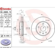 Brembo Ön Fren Aynası Insignia A 2008 Saab 9-5 YS3G 2010-2016 Jant 296X30X5DLXHAVALI 13501307-569063