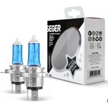 Seger Ampül H4 12V 100/90W P43T Crystal White Yüksek Güç. 4.500K Beyaz Işık P43 Tırnaklı