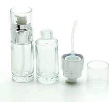 D&B Boş Krem ve Losyon Şişesi 40 ml (5 Adet) (TEKRAR DOLDURULABİLİR) Şeffaf Gri Kapaklı Boş Şişe