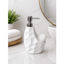 Gönül Beyaz Porselen 500ml Sıvı Sabunluk Süngerlik Bölmeli 079b