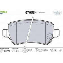 Valeo Arka Balata Astra G 1998 Astra H 2005 Meriva 2003 Zafira 2000 Combo 2002