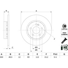 Bosch Fren Diski Arka Mercedes C - Class W205 S205 C205 A205