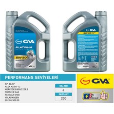 GVA Motor Yağı 5W30 4 Lt Platınum Tam Sentetik Apı Sl / Cf (4 Adet)