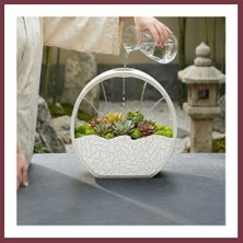 Storeşahin 3D Baskı Self-Watering Planter - Kendi Kendini Sulayan Saksı-Beyaz SHN0720