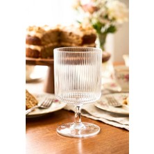 Atbyhome Çizgili Ayaklı Meşrubat ve Dondurma Bardağı 250 ml - Kadeh Tatlı Kupu