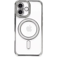 Apple iPhone 16 Plus Kılıf Joke Simli Magneticsafe Kılıf - Gri