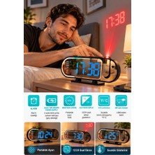 Dijital LED Masa Saati Masaüstü Alarm Saati Parlaklık Ayarlı Sıcaklık ve 12 24 Saat Göstergeli