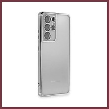 Storeşahin Samsung Galaxy S21 Ultra Uyumlu Kılıf Lensli Silikon - Gümüş SHN0720