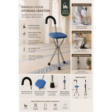 EyluX Shop 3 Ayaklı Ithal Alüminyum Oturaklı Baston Sandalye Namaz ve Camii Baston Sandalyesi Katlanabilir