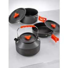 Kompakt Kamp Yemek Seti Alüminyum Tencere Tava Çaydanlık Taşıma Fileli Outdoor Set
