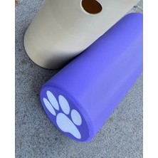 3D Baskı Köpek Ödül Mama Dağıtıcı Yuvarlanan Silindir Zeka Oyuncağı Pati Desenli - Mor