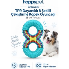 Happy Pet Groovers Tpr Dayanıklı 8 Şekilli Çekiştirme Köpek Oyuncağı 23 cm Turkuaz