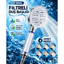 Modern Tasarımlı 6 Modlu Filtreli Duş Başlığı Büyük Panel Metalik Beyaz Duş Aparatı