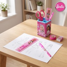 Bakgelal Barbie Lisanslı Masaüstü Kırtasiye Seti - Metal Kalemlikli Okul ve Çalışma Seti (6 Parça)