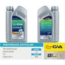 GVA Motor Yağı 1 Lt 0W16 Tam Sentetik Apı Sp / Sn - Plus Ilsac Gf-6b Hıbrıt Araçlar Için (12 Adet)