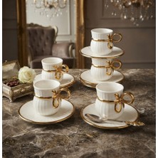 Tekbir Artworks  12 Parça Gold Kurdaleli Porselen Kahve Fincan Takımı ( 6 Kişilik )
