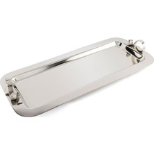 Es Dekor Gümüş Dalga Kulp Tepsi 49X20X6CM Dekorasyon