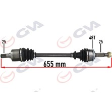 GVA Komple Aks Sol Hyundai I20 1.2l G4LA 2008-2015 Abs Li 25X25 - Abs 48 Diş Komple Boy 655MM