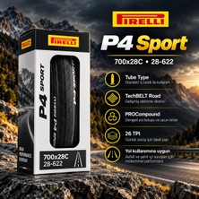 Pirelli P4 Sport 700X28C 28-622 Yol Bisikleti Dış Lastiği Techbelt Procompound 26 Tpı 2 Adet