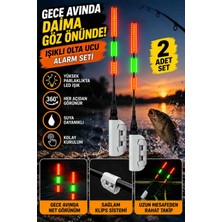 2 Adet LED Işıklı Olta Kamış Ucu Balık Vuruş Göstergesi – Kırmızı Yeşil Işıklı Gece Avı Aparatı