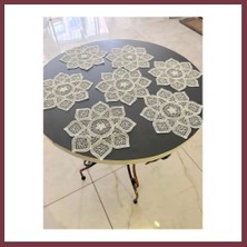Storeşahin 6 Lı Dantel Kahve Sunumluğu 15X15 cm Asorti Desenli Bardak Altlığı Türk Kahvesi Fincan Sunum Seti SHN0720