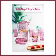 Storeşahin Akrilik Mürdüm Sürahi 2,3 Lt ve 6'lı & Su Meşrubat Kahve Yanı Bardağı 400 ml Seti ( Cam Değildir ) SHN0720
