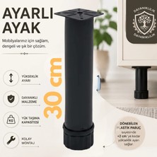 CATEKSSS 42 Lik Tablalı Ayarlı Ayak 30 cm Texture Siyah - 4’lü Paket
