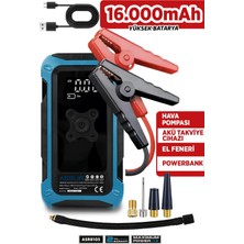 Assur 4'ü 1 Arada Dijital Göstergeli | Powerbank | LED Fener | Şarjlı Akü Takviye Cihazı | Hava Kompresörü