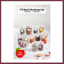 Storeşahin 12'li Barok Yuvarlak 2 Boy Kavanoz Seti & Saklama Kabı & Erzak Kabı 6*500 ML,6*250 Ml) SHN0720