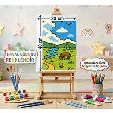 Moranka Sayılarla Boyama Tuval Seti Fırça Boya Dahil (Çıtalı) 30X40 cm -Manzara At