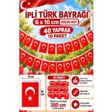 ArtMaster Ipli Bayrak Küçük Boy 40'lı 6X10CM 10 Paket Türk Bayrağı Kağıt Ipli Sıralı Ayyıldız Bayrak Sınıf Süsü Okul Bayram