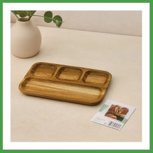 Soi Home Akasya Ahşap Sunum Tepsisi 4 Bölmeli 25X14 cm Soı