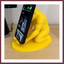 Storeşahin 3D Baskı Goril Telefon Tutucu - Kaslı Goril Masaüstü Telefon Standı-Sarı SHN0720