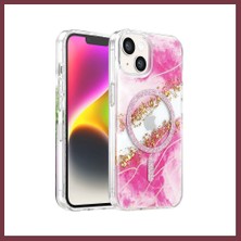 Storeşahin Onegif iPhone 14 Uyumlu Lotus Simli Magsafe Kapak - Pembe SHN0720