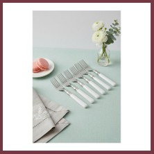 Storeşahin 6?lı Paslanmaz Çelik Soft Beyaz Yemek Çatalı Seti SHN0720