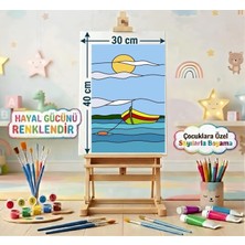 Moranka Sayılarla Boyama Tuval Seti Fırça Boya Dahil (Çıtalı) 30X40 cm -Kayık