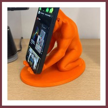 Storeşahin 3D Baskı Goril Telefon Tutucu - Kaslı Goril Masaüstü Telefon Standı-Turuncu SHN0720
