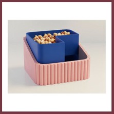 Storeşahin 3D Baskı Fıstık Kasesi - Çift Hazneli Kabuk Ayırıcı Sunum Kasesi - Pembe Mavi SHN0720