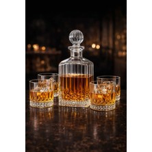 Madame Luda Premium Viski Bardağı-Kadehi/karaf Sürahi Takımı-Seti.(4 Bardak+1 Karaf Şişe) 5 Parça Viski Seti.