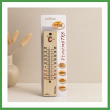 Soi Home Ahşap Oda Termometresi 4 x 18.8 cm (Iç/dış) - Cıva ve Kurşun Içermez Soı