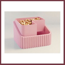 Storeşahin 3D Baskı Fıstık Kasesi - Çift Hazneli Kabuk Ayırıcı Sunum Kasesi - Pembe Pembe SHN0720