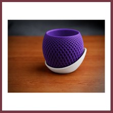 Storeşahin 3D Baskı Küre Saksı - Kafes Dokulu Iki Parçalı Dekoratif Saksı - Mor-Beyaz SHN0720