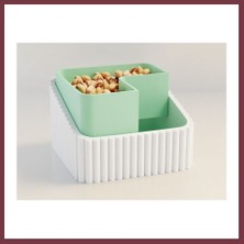 Storeşahin 3D Baskı Fıstık Kasesi - Çift Hazneli Kabuk Ayırıcı Sunum Kasesi - Beyaz Mint SHN0720