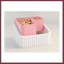 Storeşahin 3D Baskı Fıstık Kasesi - Çift Hazneli Kabuk Ayırıcı Sunum Kasesi - Beyaz Pembe SHN0720