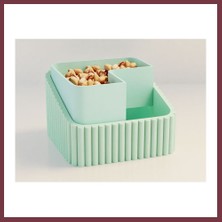 Storeşahin 3D Baskı Fıstık Kasesi - Çift Hazneli Kabuk Ayırıcı Sunum Kasesi - Mint Mint SHN0720