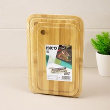 Bambu Oval Kenarlı Kanallı Kesim Panosu Yuvarlak Kulplu