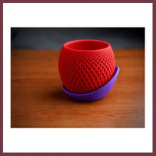 Storeşahin 3D Baskı Küre Saksı - Kafes Dokulu Iki Parçalı Dekoratif Saksı - Kırmızı-Mor SHN0720
