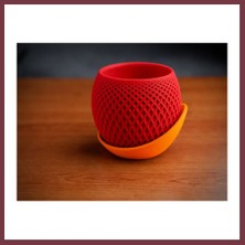 Storeşahin 3D Baskı Küre Saksı - Kafes Dokulu Iki Parçalı Dekoratif Saksı - Kırmızı-Turuncu SHN0720