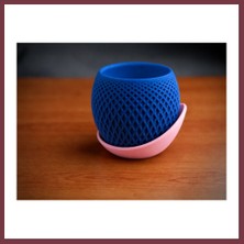 Storeşahin 3D Baskı Küre Saksı - Kafes Dokulu Iki Parçalı Dekoratif Saksı - Mavi-Pembe SHN0720