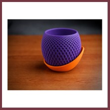 Storeşahin 3D Baskı Küre Saksı - Kafes Dokulu Iki Parçalı Dekoratif Saksı - Mor-Turuncu SHN0720